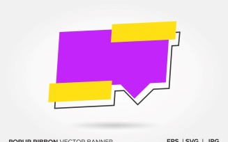 Yellow And Purple Color Popup Ribbon Vector Banner.