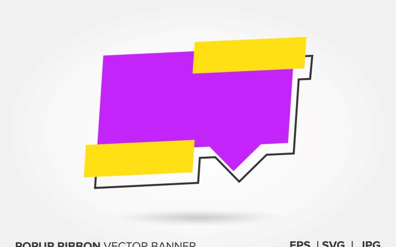 Yellow And Purple Color Popup Ribbon Vector Banner. Vector Graphic