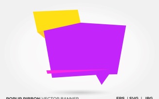 Yellow And Purple Color Popup Ribbon Vector Banner