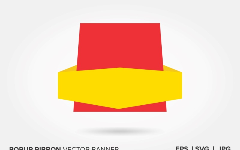 Yellow And Red Color Popup Ribbon Vector Banner . Vector Graphic