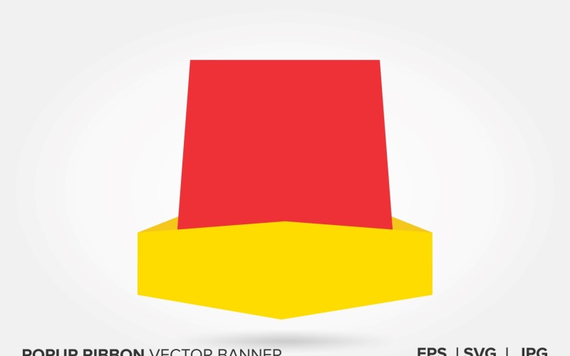 Yellow And Red Color Popup Ribbon Vector Banner. Vector Graphic
