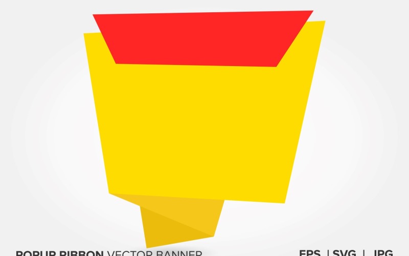 Yellow And Red Color Popup Ribbon Vector Banner Vector Graphic