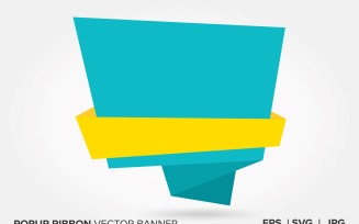Yellow And Teal Color Popup Ribbon Vector Banner