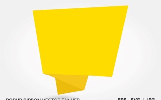Yellow Color Popup Ribbon Vector Banner .