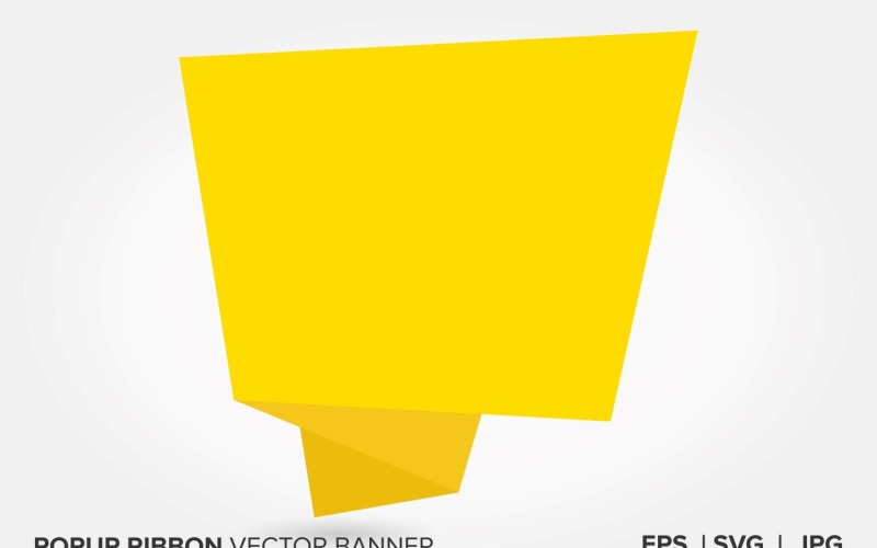 Yellow Color Popup Ribbon Vector Banner . Vector Graphic