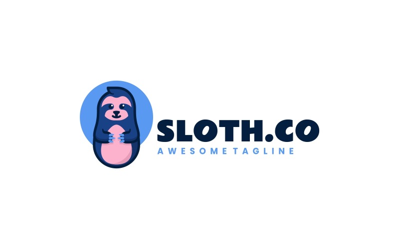 Sloth Simple Mascot Logo 1 Logo Template