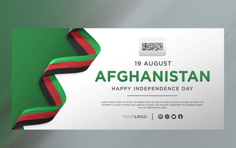 Afghanistan National Independence Day Celebration Banner, National Anniversary Corporate Identity