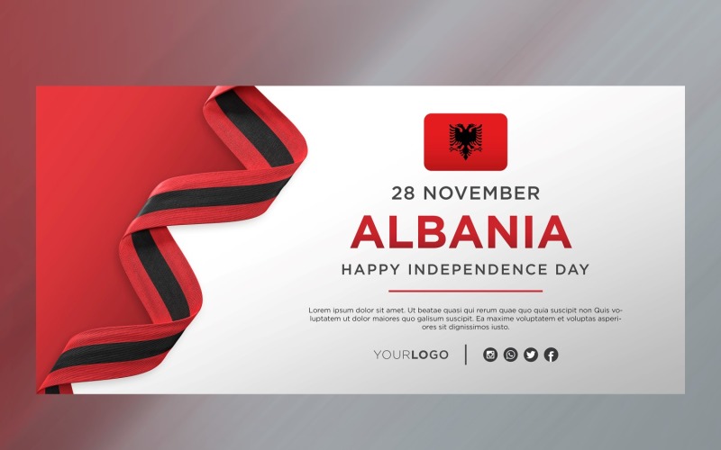 Albania National Independence Day Celebration Banner, National Anniversary Corporate Identity