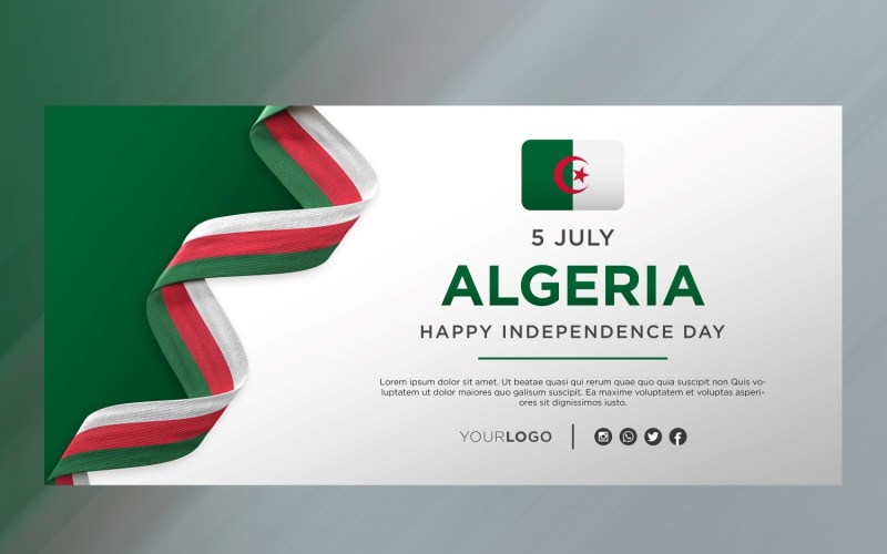Algeria National Independence Day Celebration Banner, National Anniversary Corporate Identity