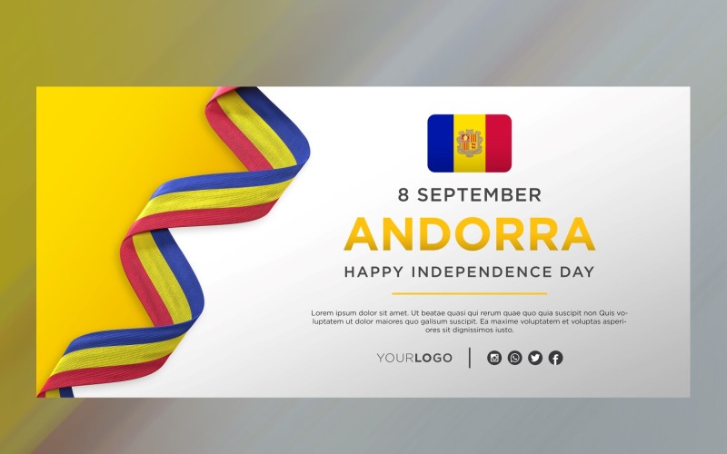Andorra National Independence Day Celebration Banner, National Anniversary Corporate Identity