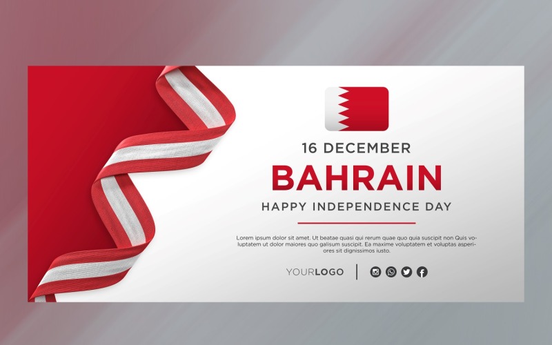 Bahrain National Independence Day Celebration Banner, National Anniversary Corporate Identity