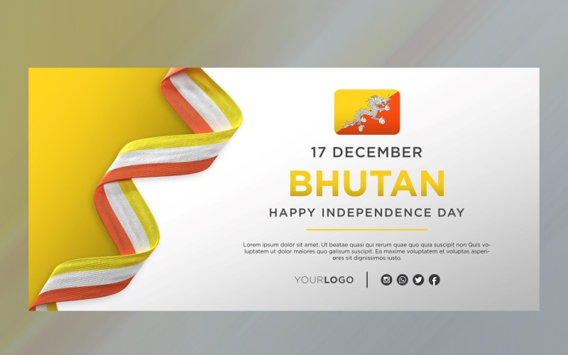 Bhutan National Independence Day Celebration Banner, National Anniversary Corporate Identity