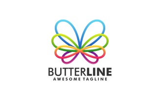 Butterfly Line Colorful Logo Style