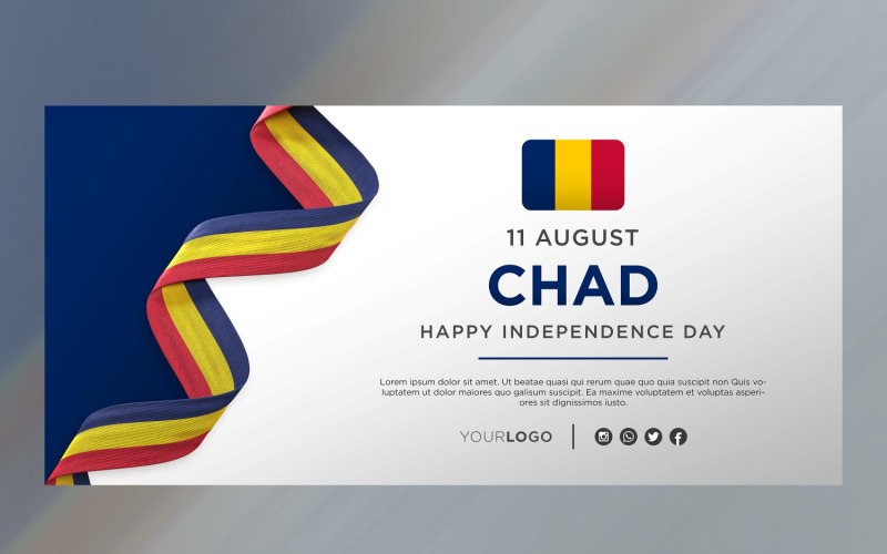Chad National Independence Day Celebration Banner, National Anniversary Corporate Identity