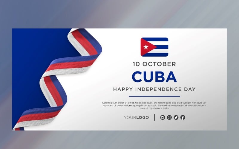 Cuba National Independence Day Celebration Banner, National Anniversary Corporate Identity