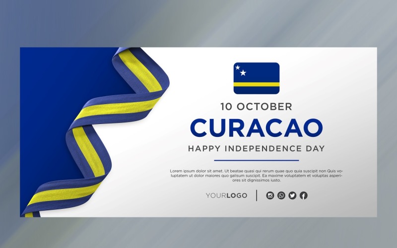 Curacao National Independence Day Celebration Banner, National Anniversary Corporate Identity