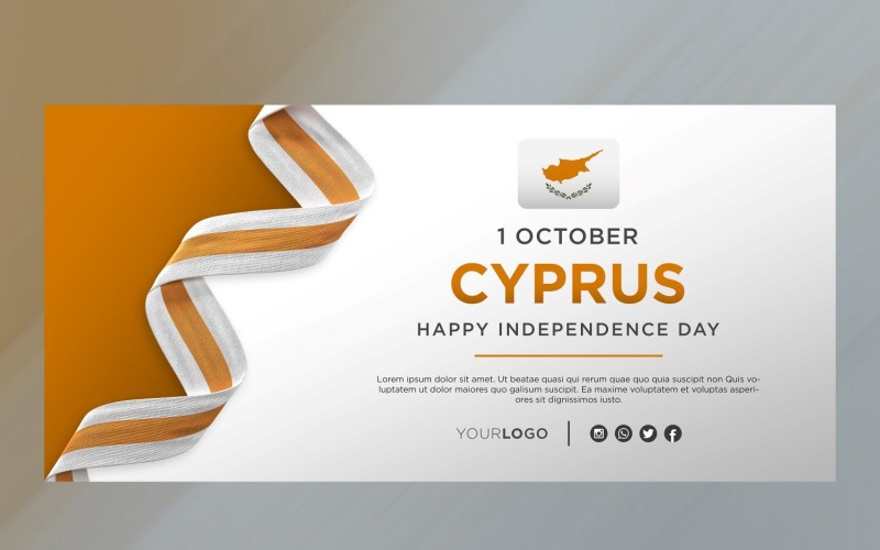 Cyprus National Independence Day Celebration Banner, National Anniversary Corporate Identity