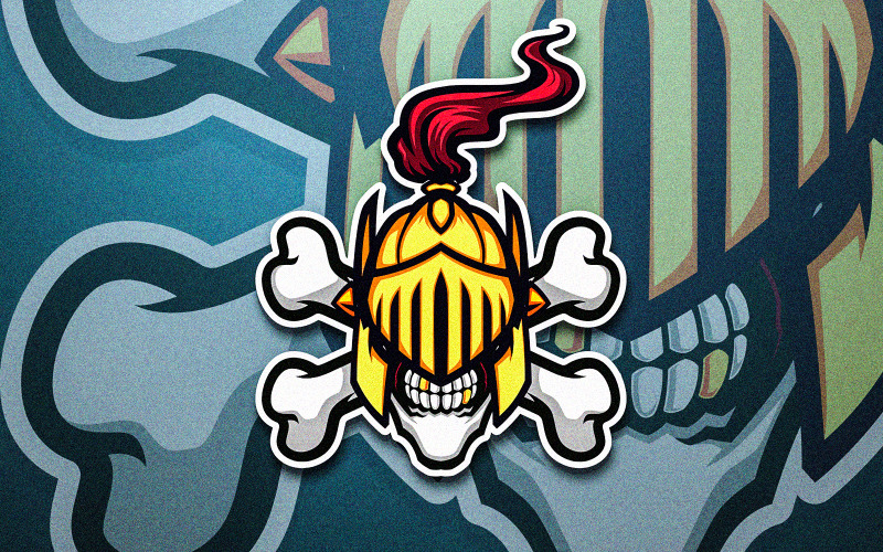Armored Golden Helmet Undead Skull Head Vector Mascot Logo Template
