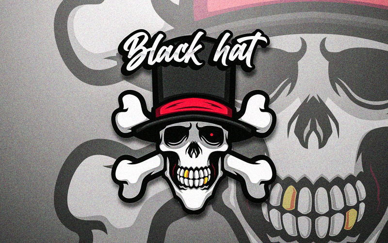Black Hat Pirate Skull Corssbone Vector Mascot Logo Template