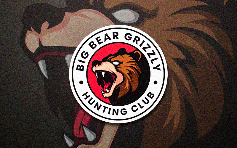 Brown Bear Grizzly Head Mascot Logo Template