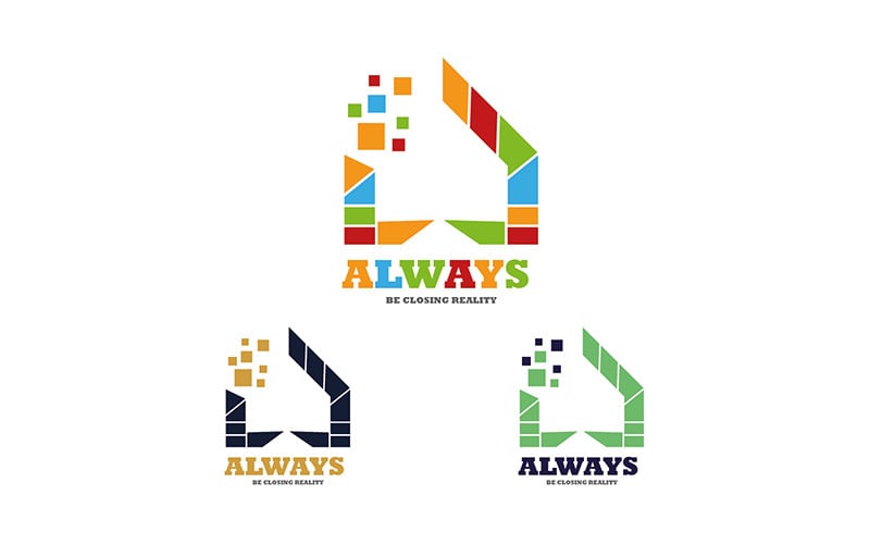 Creative and Unique Pixel House Logo Design Logo Template