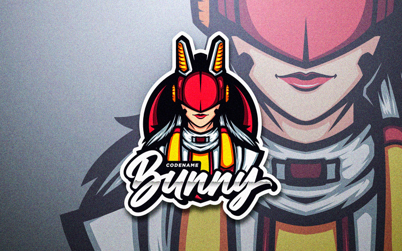 Cyberpunk Girl Bunny Vector Mascot Logo Template