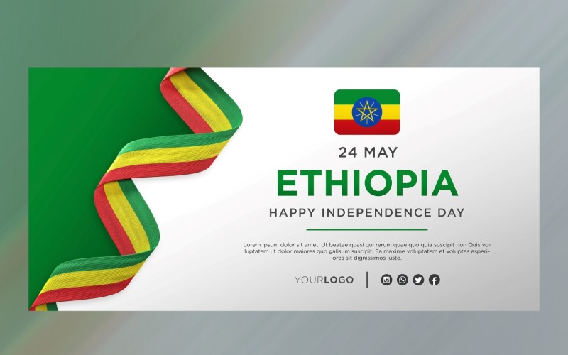 Ethiopia National Independence Day Celebration Banner, National Anniversary Corporate Identity