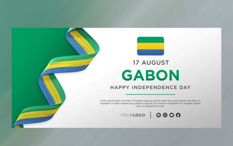 Gabon National Independence Day Celebration Banner, National Anniversary Corporate Identity