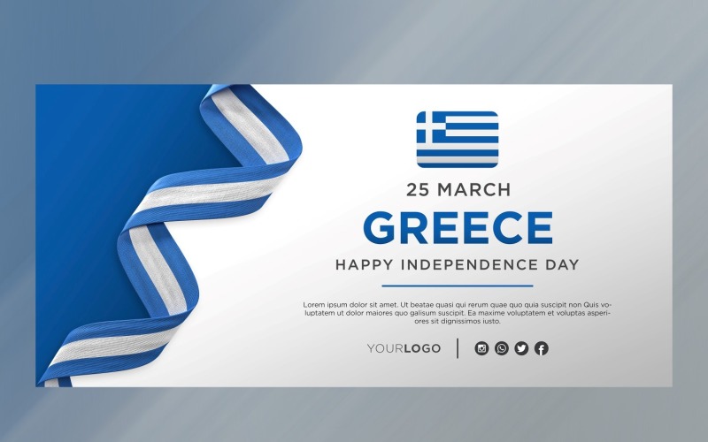 Greece National Independence Day Celebration Banner, National Anniversary Corporate Identity
