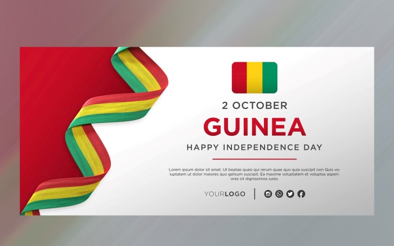 Guinea National Independence Day Celebration Banner, National Anniversary Corporate Identity