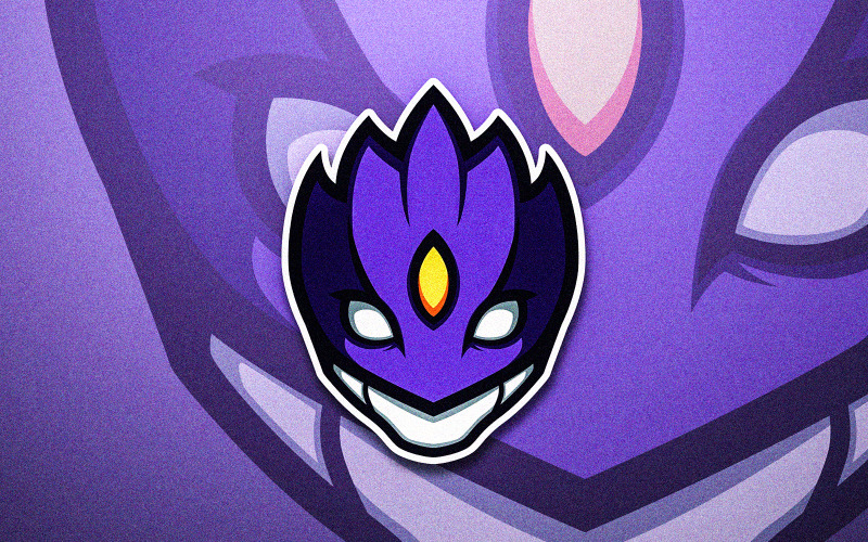 Purple Mask Anime Digimon Character Vector Mascot Logo Template