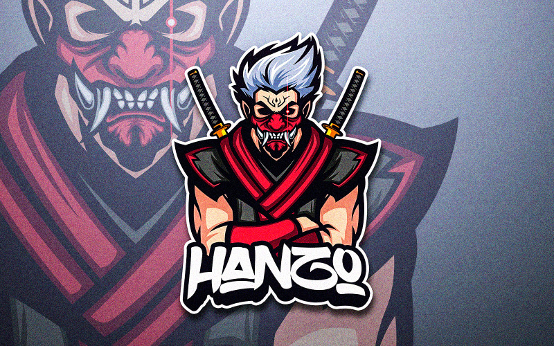 Red Masked Angry Ninja Assassins Vector Mascot Logo Template