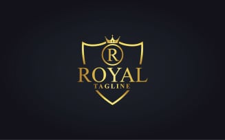Royal Letter R Concept Design With Crown Shape Logo Template