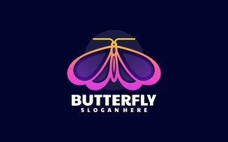 Butterfly Line Art Gradient Logo Vol.4