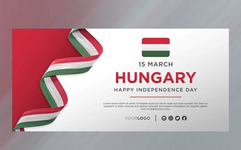 Hungary National Independence Day Celebration Banner, National Anniversary Corporate Identity