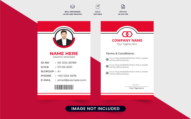Employee ID card vector for company Corporate Identity