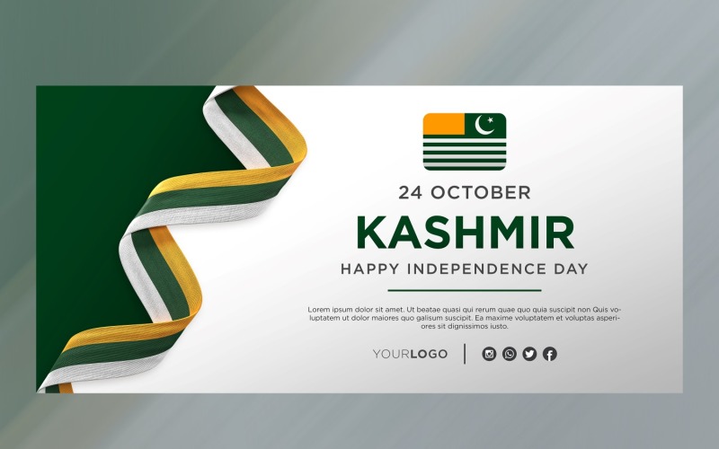Kashmir National Independence Day Celebration Banner, National Anniversary Corporate Identity