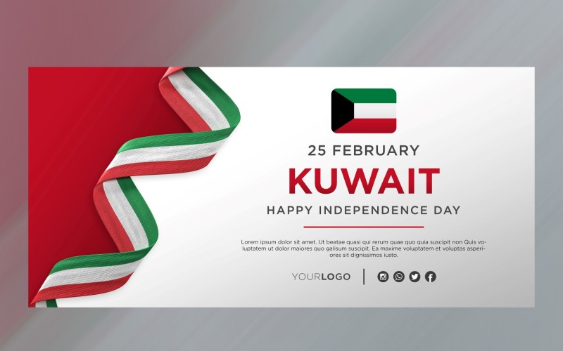 Kuwait National Independence Day Celebration Banner, National Anniversary Corporate Identity