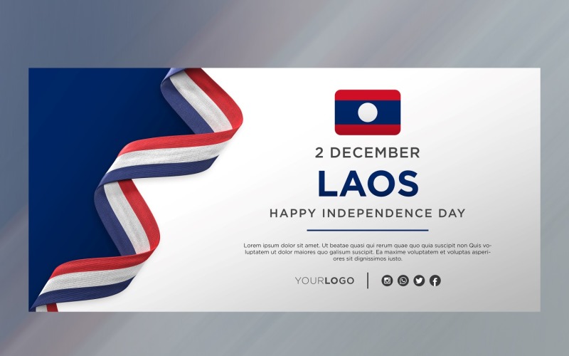Laos National Independence Day Celebration Banner, National Anniversary Corporate Identity