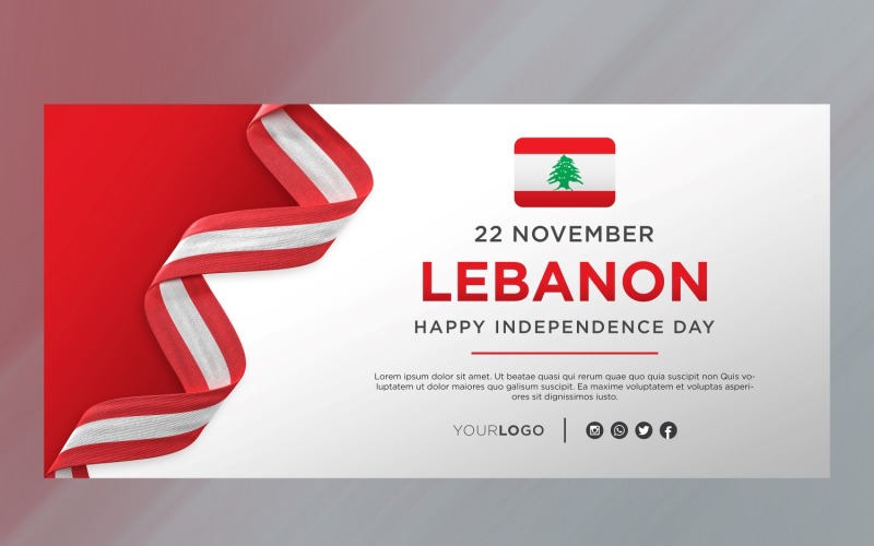 Lebanon National Independence Day Celebration Banner, National Anniversary Corporate Identity