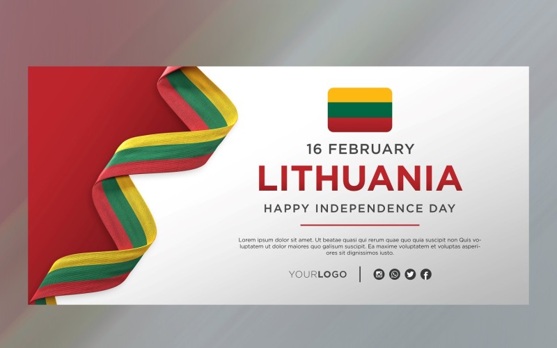 Lithuania National Independence Day Celebration Banner, National Anniversary Corporate Identity
