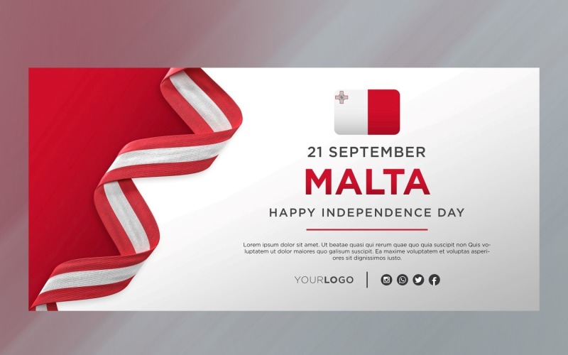 Malta National Independence Day Celebration Banner, National Anniversary Corporate Identity