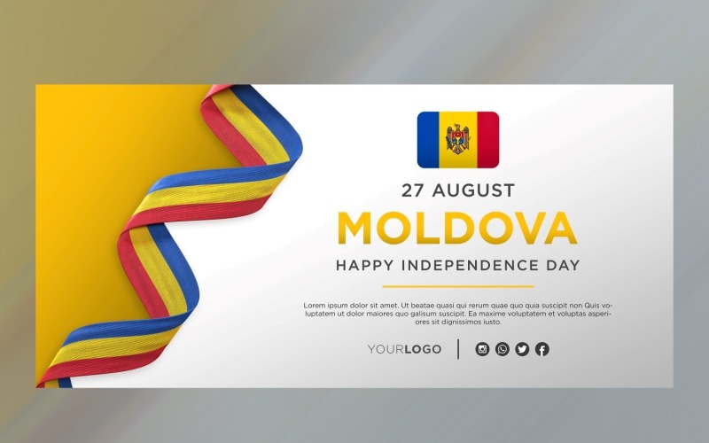 Moldova National Independence Day Celebration Banner, National Anniversary Corporate Identity
