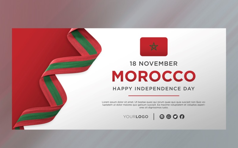 Morocco National Independence Day Celebration Banner, National Anniversary Corporate Identity