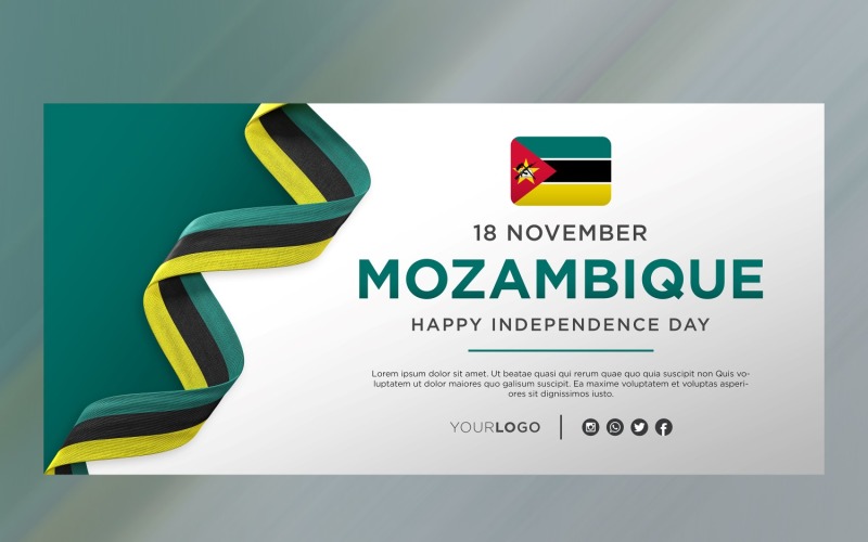 Mozambique National Independence Day Celebration Banner, National Anniversary Corporate Identity