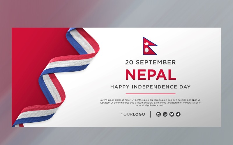 Nepal National Independence Day Celebration Banner, National Anniversary Corporate Identity