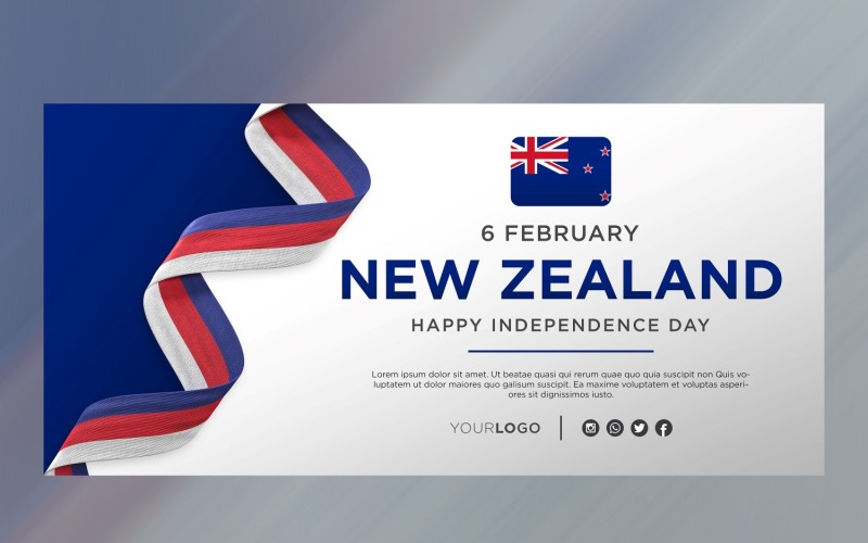 New Zealand National Independence Day Celebration Banner, National Anniversary Corporate Identity