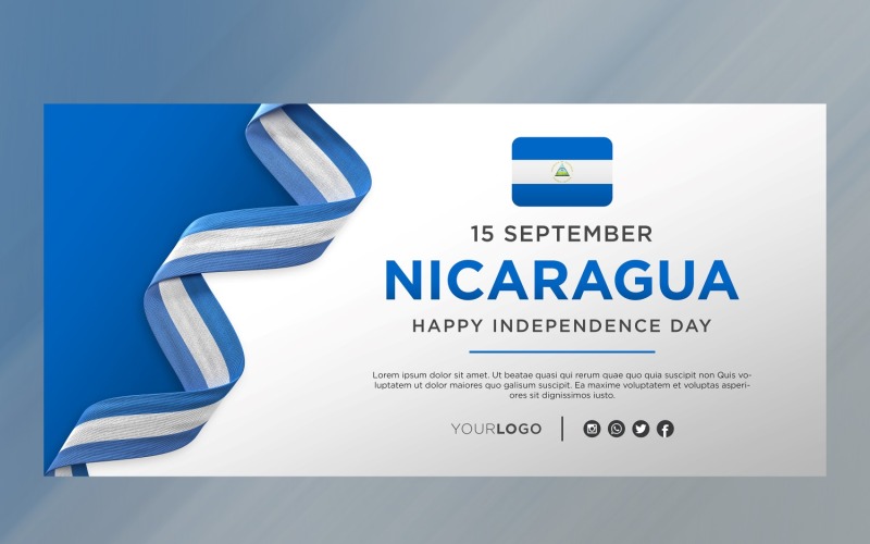 Nicaragua National Independence Day Celebration Banner, National Anniversary Corporate Identity