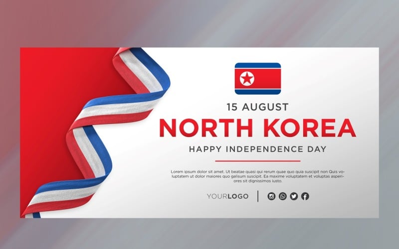 North Korea National Independence Day Celebration Banner, National Anniversary Corporate Identity