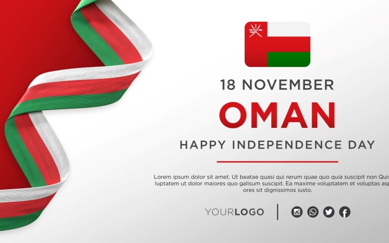 Oman National Independence Day Celebration Banner, National Anniversary Corporate Identity